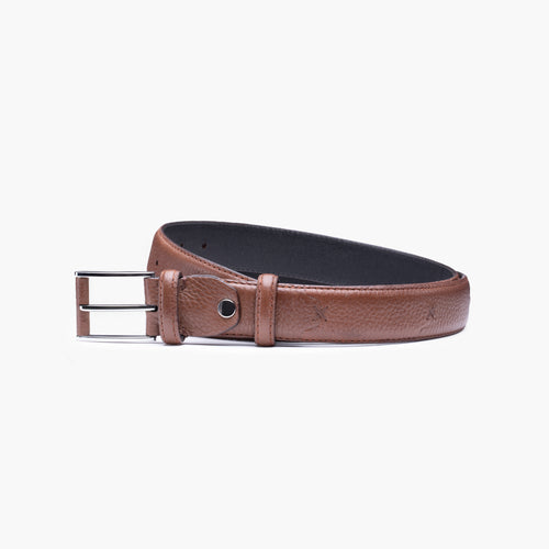 Grained Chestnut Leather Belt