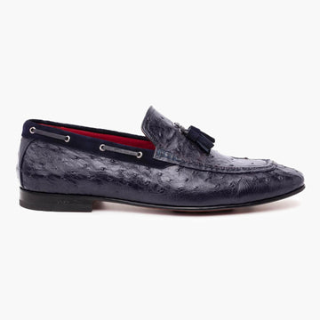 Men's Ink Blue Ostrich Leather Loafer - right side