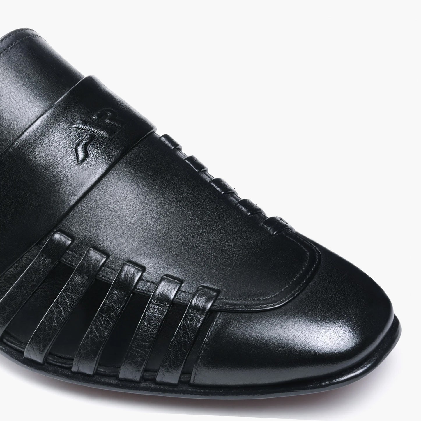 Men’s Black Leather Side-Strap Sandal