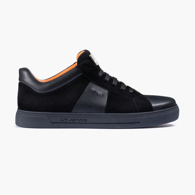 Men's Black Leather and Suede Sneaker