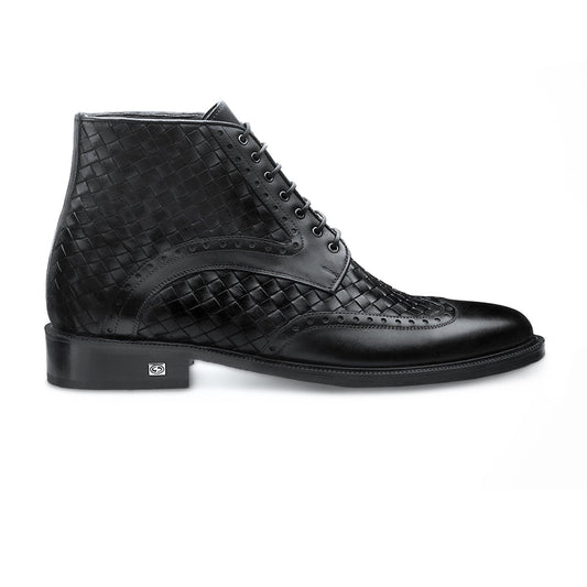 black woven boots