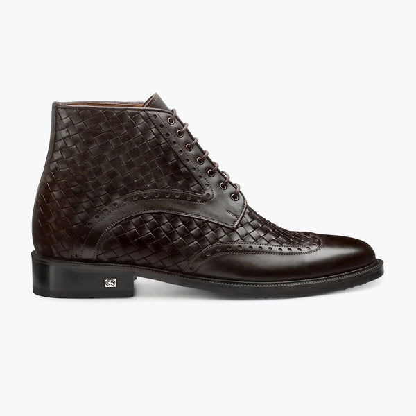 Men's Brown Woven Leather Boot