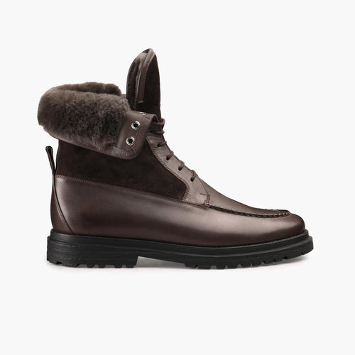 Men's Brown Leather Derby Winter Boot