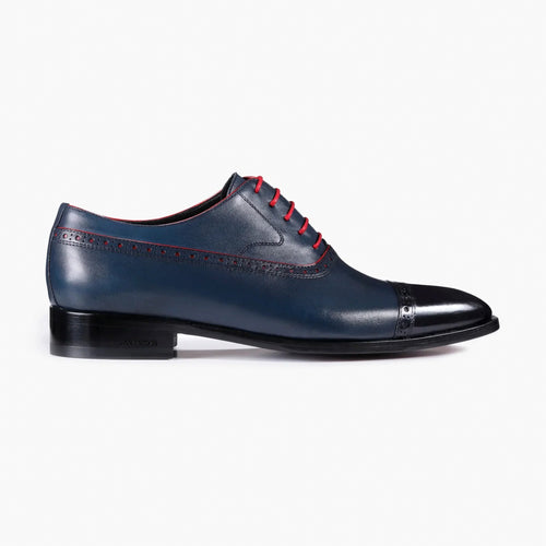 Men's Blue Patina Leather Cap-Toe Oxford | ARMOS Men's Blue Patina Leather Cap-Toe Oxford | ARMOS