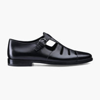 Men's Black Fisherman Sandal with Buckle - right side