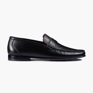 Men's Black Leather Slip-on Moccasin
