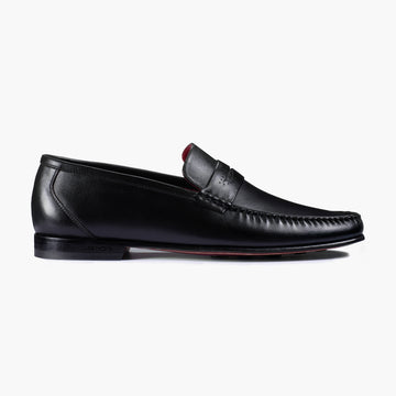 Men's Black Leather Slip-on Moccasin - right side