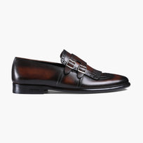 Men’s Brown Double Monk with Fringe - right side