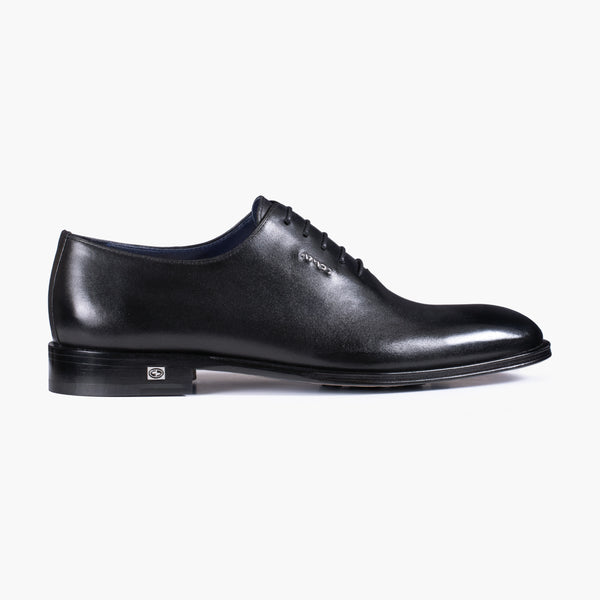Men's Black Leather Oxford Lace-Up