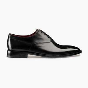 Men’s Black Leather Medallion Toe Oxford