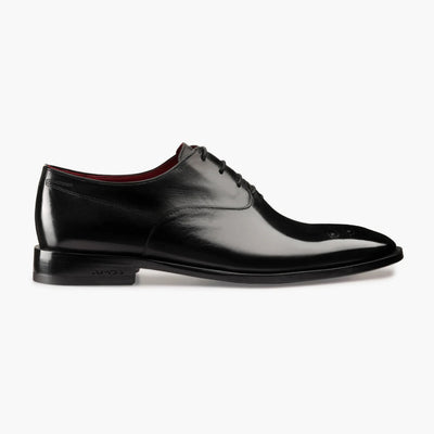 Men’s Black Leather Medallion Toe Oxford