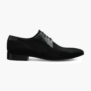 Men's Black Suede & Crocodile Derby