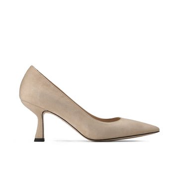 Women’s Beige Suede Flared-Heel Pump - right side