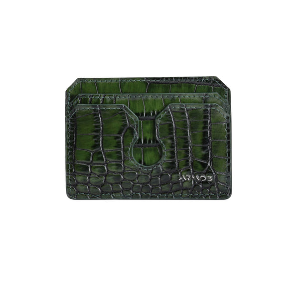 Green crocodile print cardholder