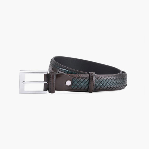 Men’s Brown & Green Braided Leather Belt