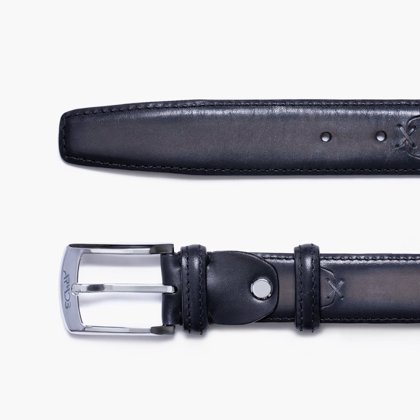 Gray leather belt