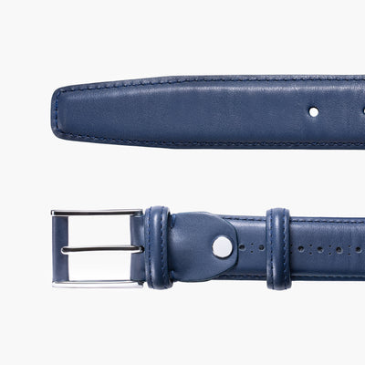 Smooth deep navy leather belt