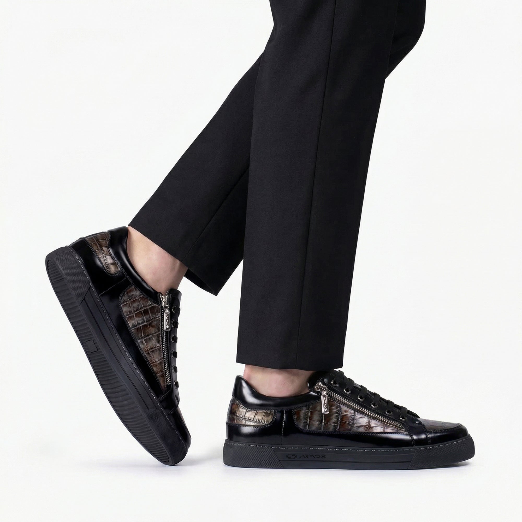 Men's Gold & Silver Leather Sneaker