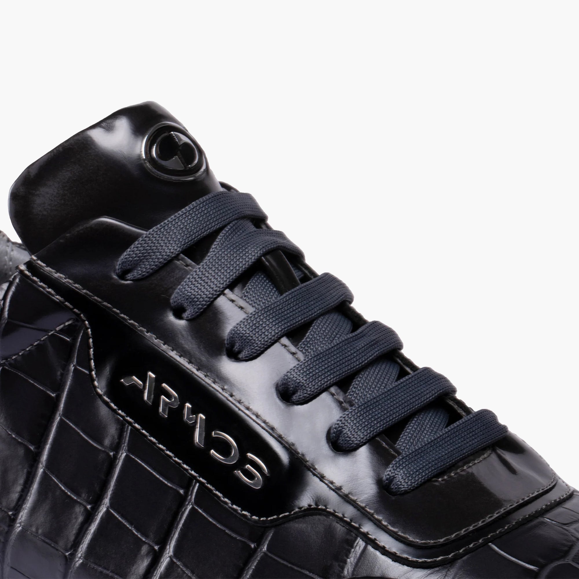 Men's Gray Croc-Embossed Leather Sneaker