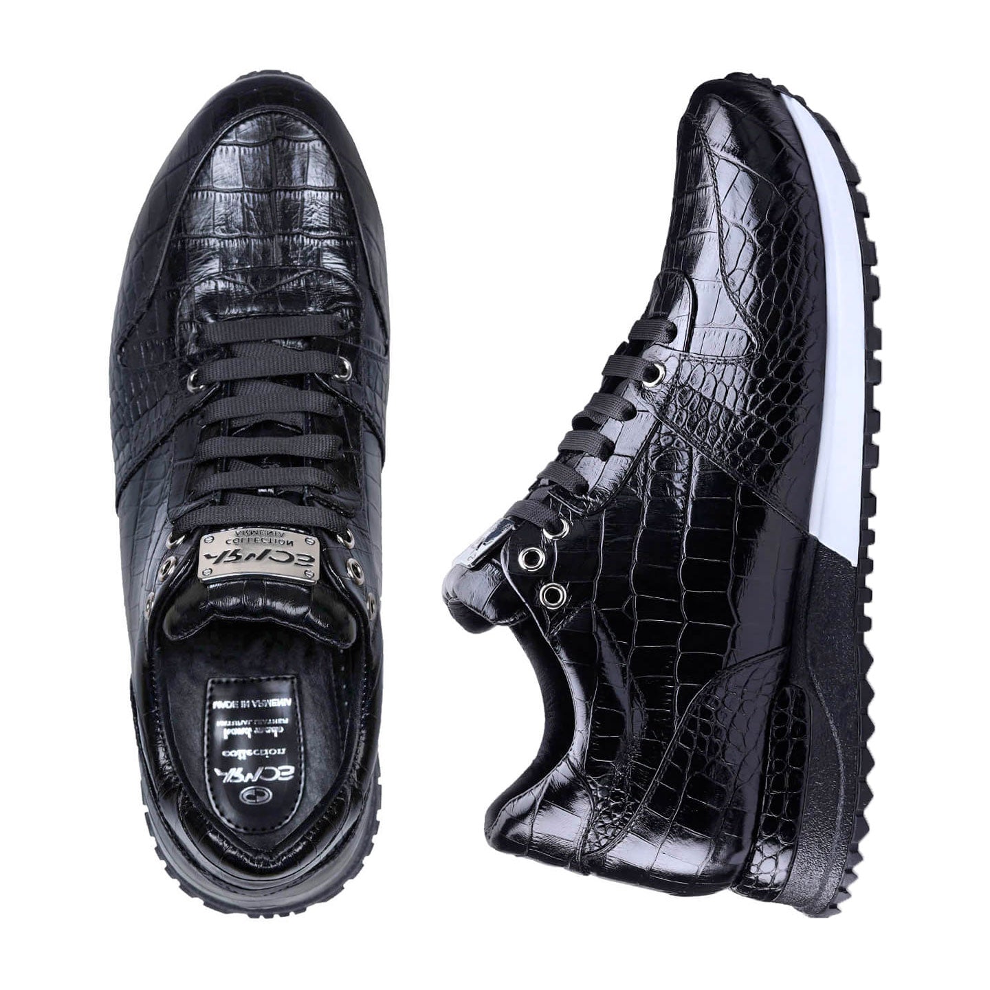 Croc-effect sneakers