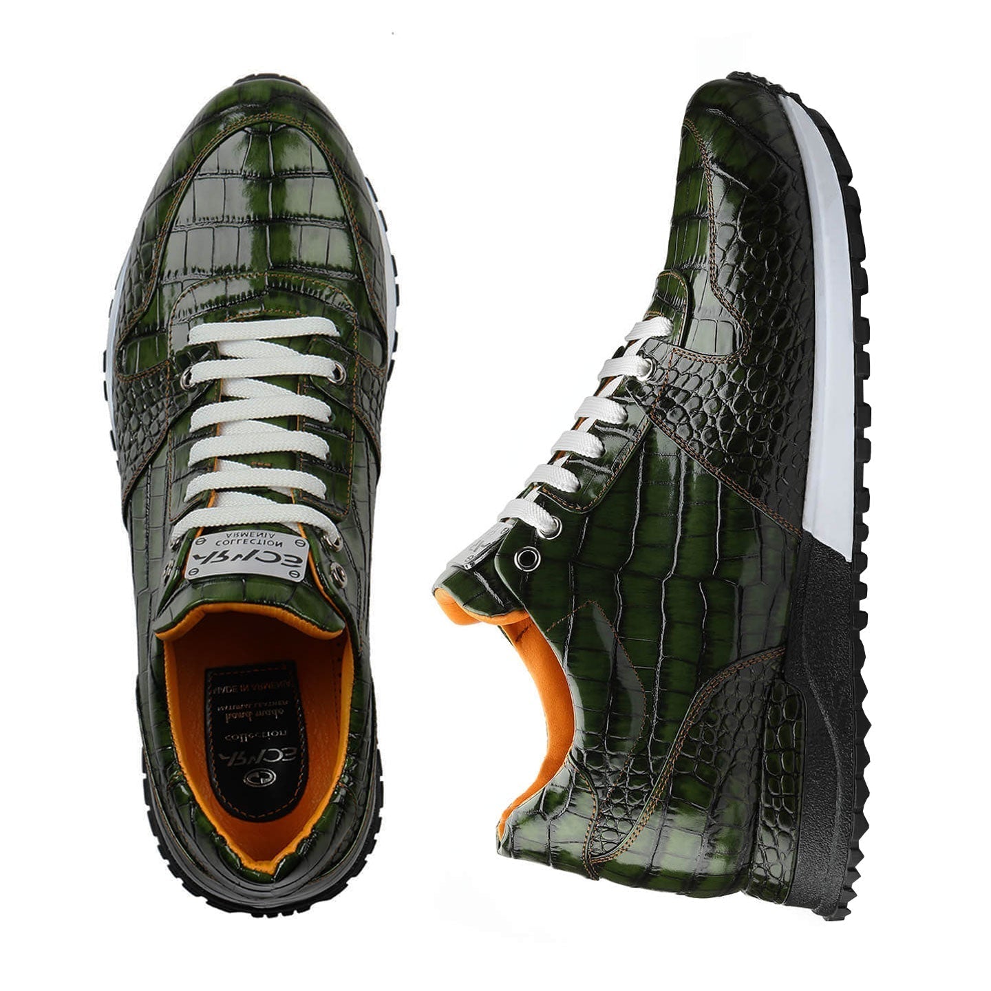 Croc-effect sneakers