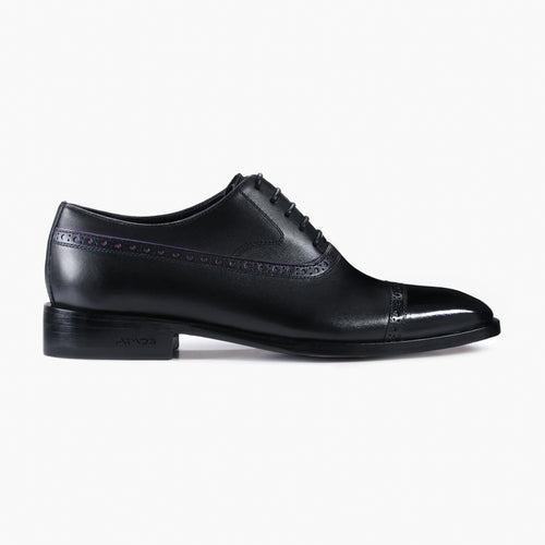 Men's Black & Purple Leather Oxford