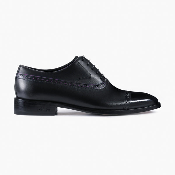 Men’s Black Leather Cap Toe Brogue Oxford