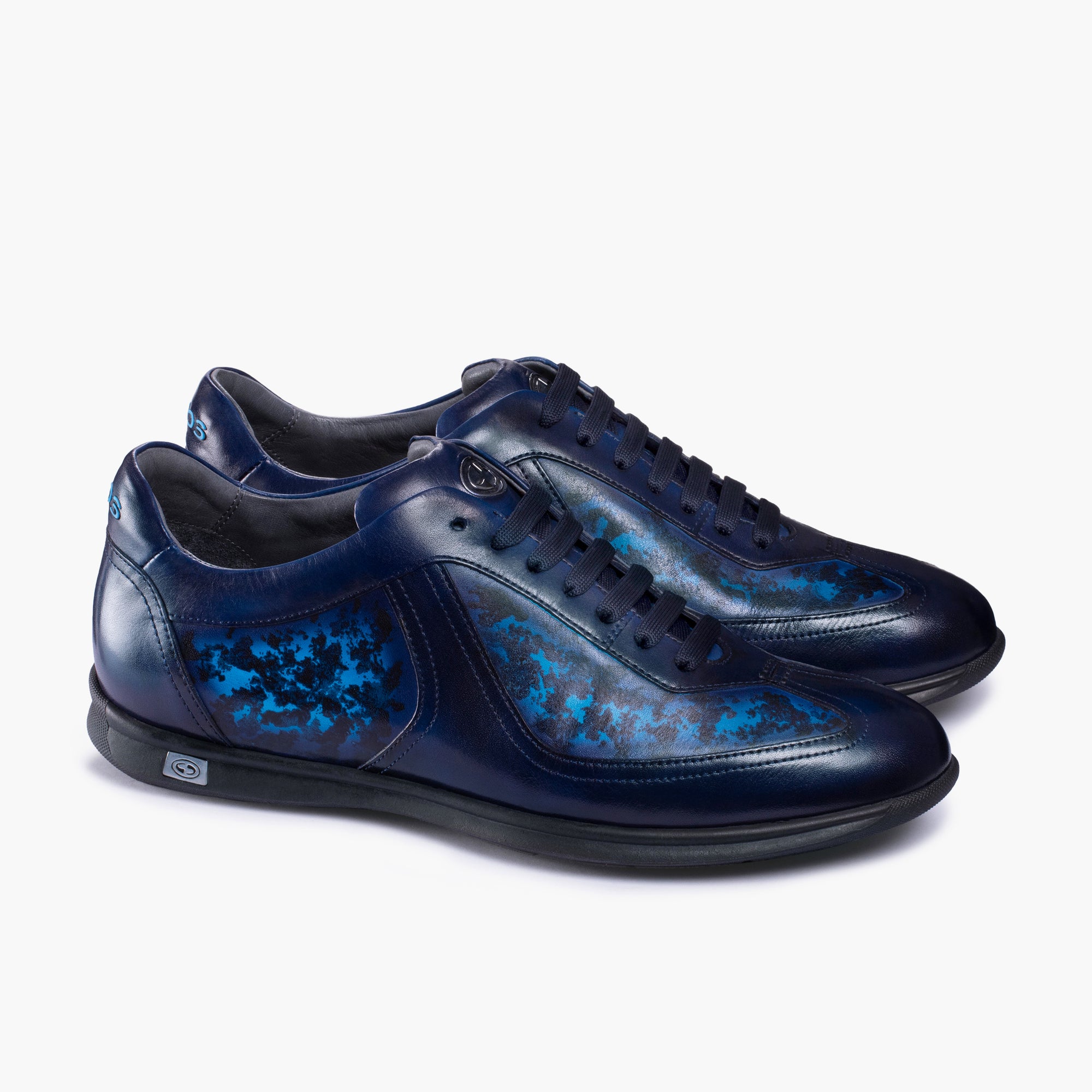 Men's Pattern Blue Patina Leather Sneaker