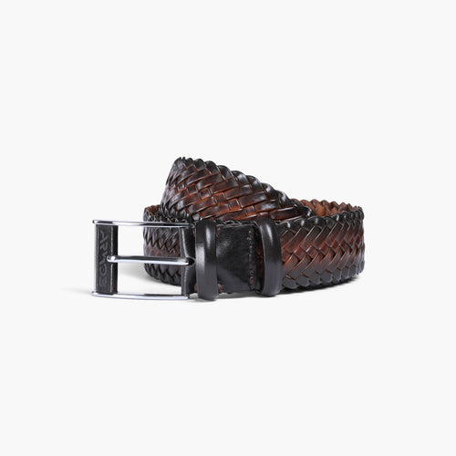 Men’s Brown Patina Braided Leather Belt - coiled2