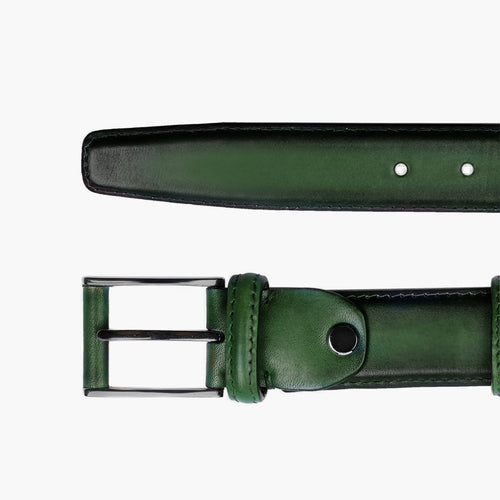 Forest green  patina leather belt