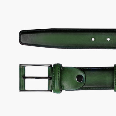 Forest green  patina leather belt