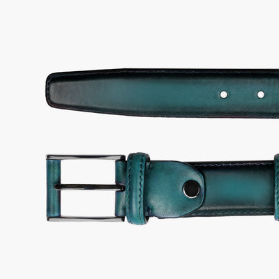 Men’s Deep Teal Patina Leather Belt