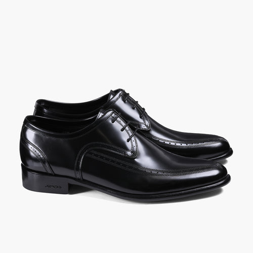 Men's Black Leather Apron-Toe Derby - pair