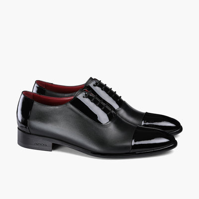Men’s Black Patent Cap-Toe Oxford -  pair