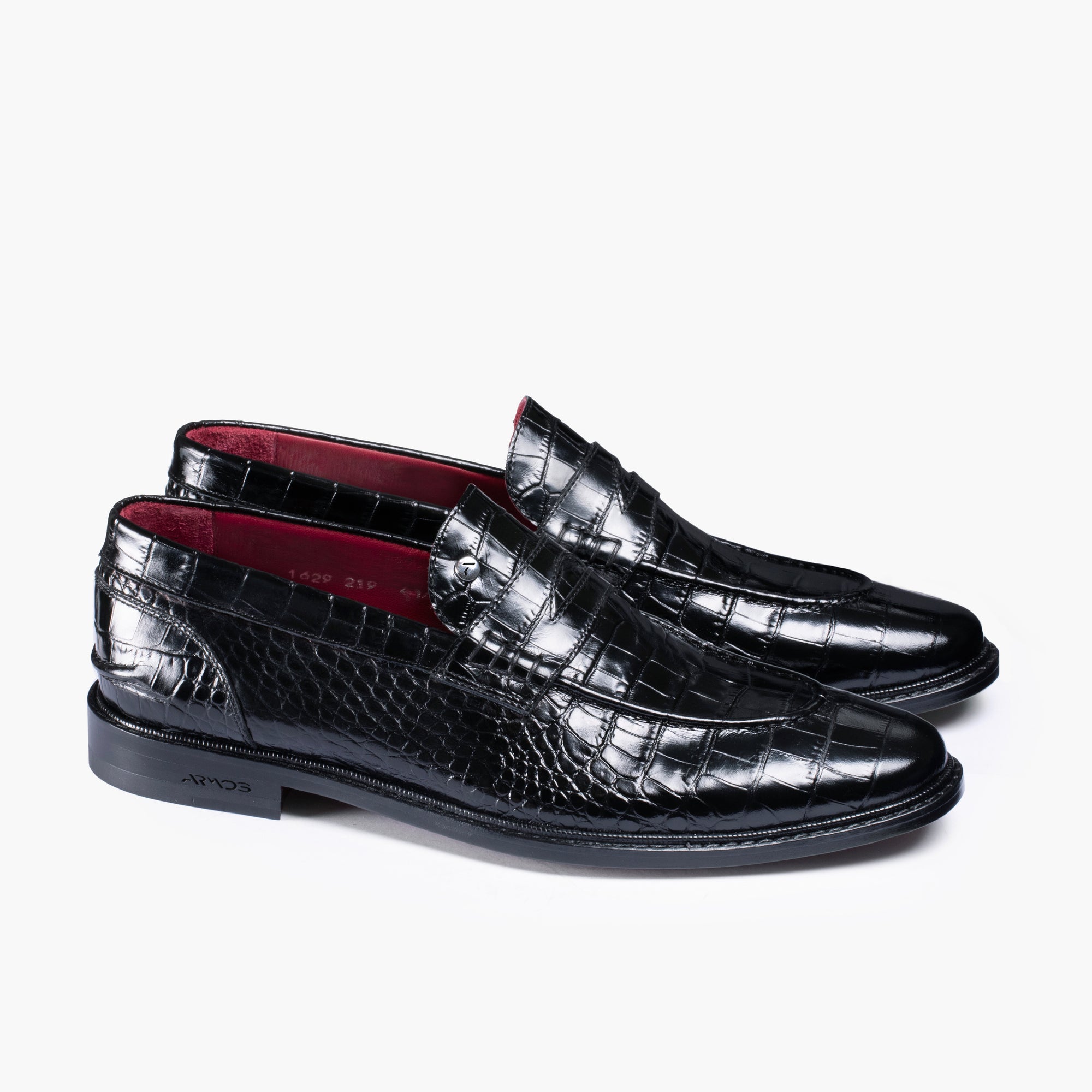 Men’s Black Croc-Embossed Penny Loafer