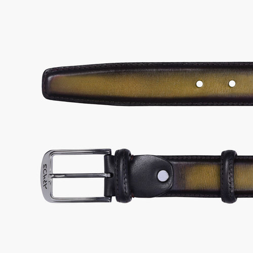 Men's hand-painted olive calf leather belt