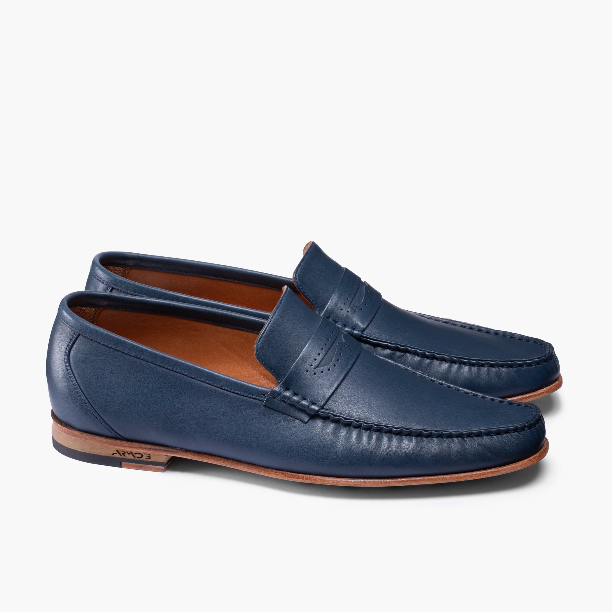 Men's Dark Blue Leather Moccasin