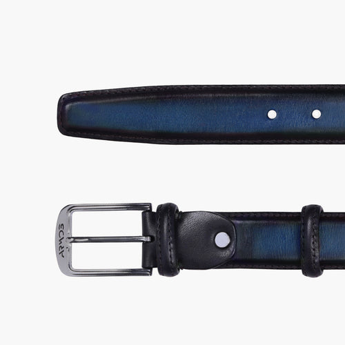 Men’s Dark Blue Patina Leather Belt
