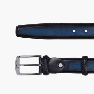 Men’s Dark Blue Patina Leather Belt