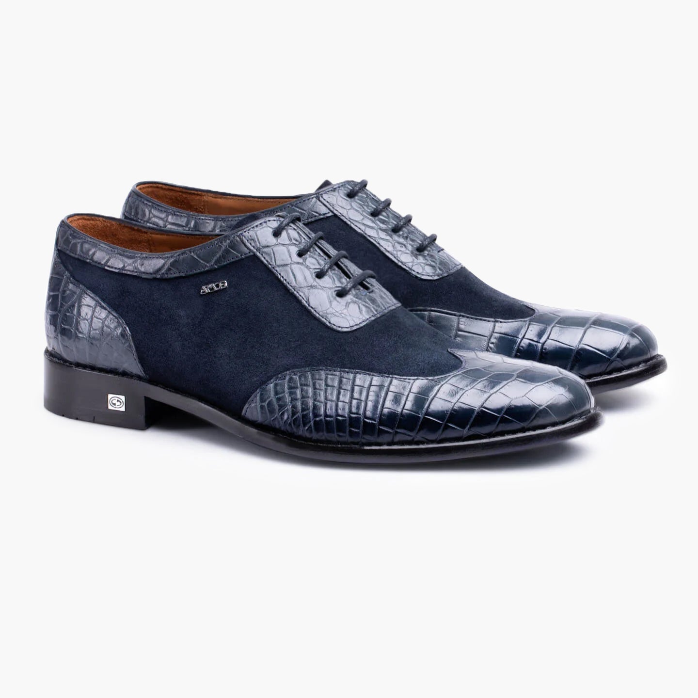 Men's Dark Blue Crocodile & Suede Oxford