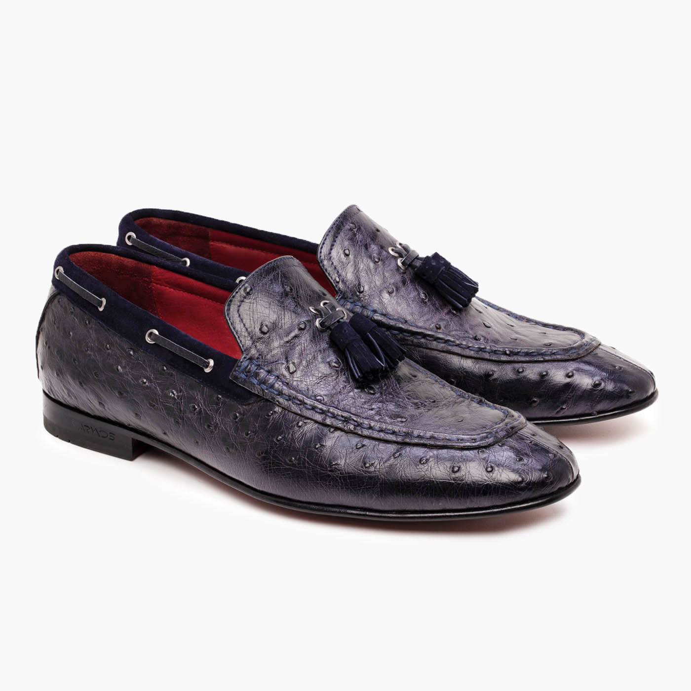 Men's Ink Blue Ostrich Leather Loafer