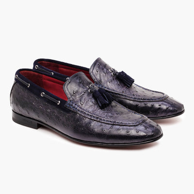 Men's Ink Blue Ostrich Leather Loafer