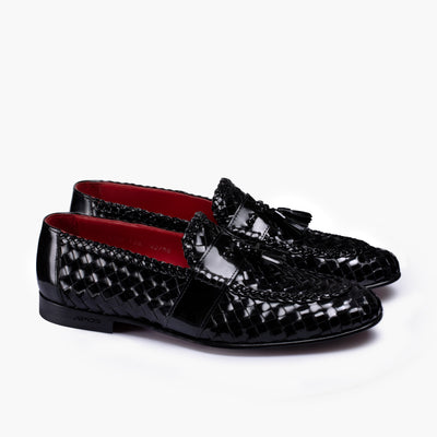Men's Black Patent Leather Tassel Loafer