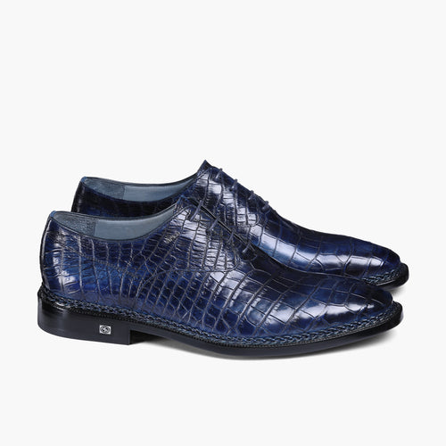 Men’s Navy Crocodile Leather Oxford