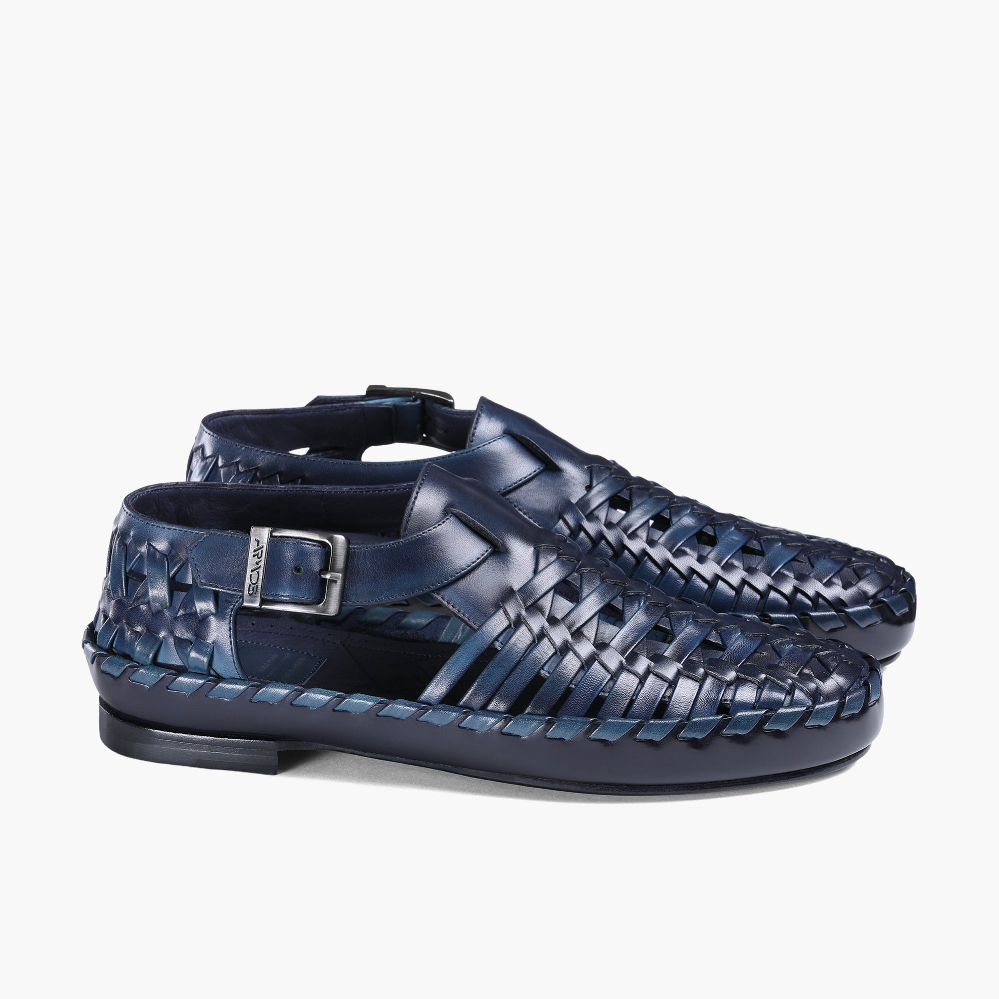 Men’s Blue Patina Leather Huarache Sandal - pair