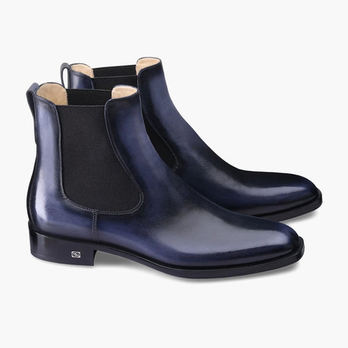 Men's Blue Patina Leather Chelsea Boot