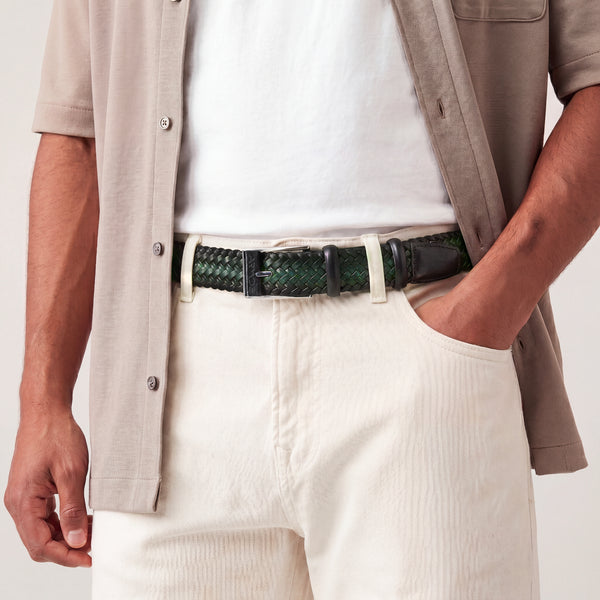 Men’s Green Patina Braided Leather Belt