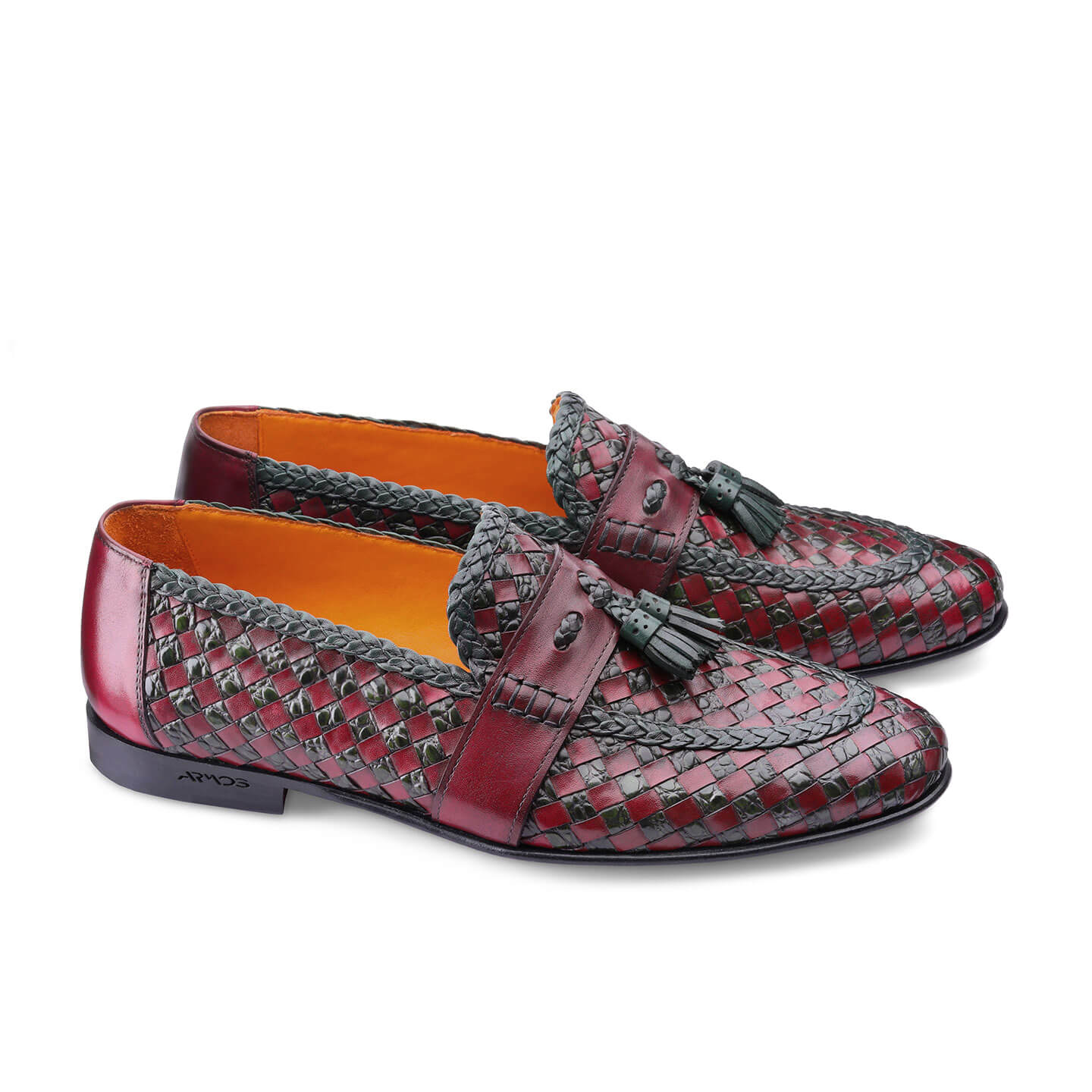 Red-green loafers
