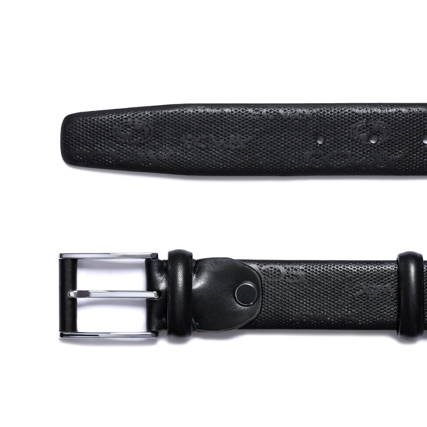 Black leather belt with perforation