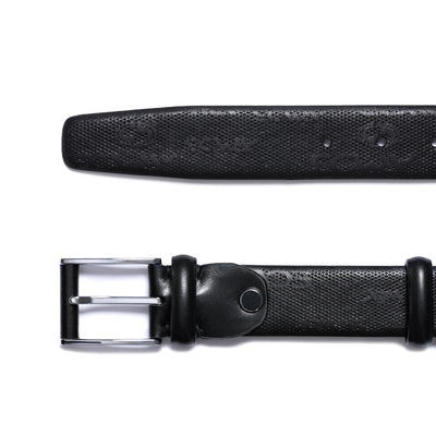 Black leather belt with perforation